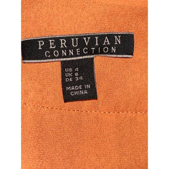 🧡 Peruvian Connection Pleated Silk Skirt – Size 4 – Black Brown Orange Cream 🧡 - Picture 4 of 9